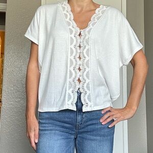 White Scalloped Lace Blouse